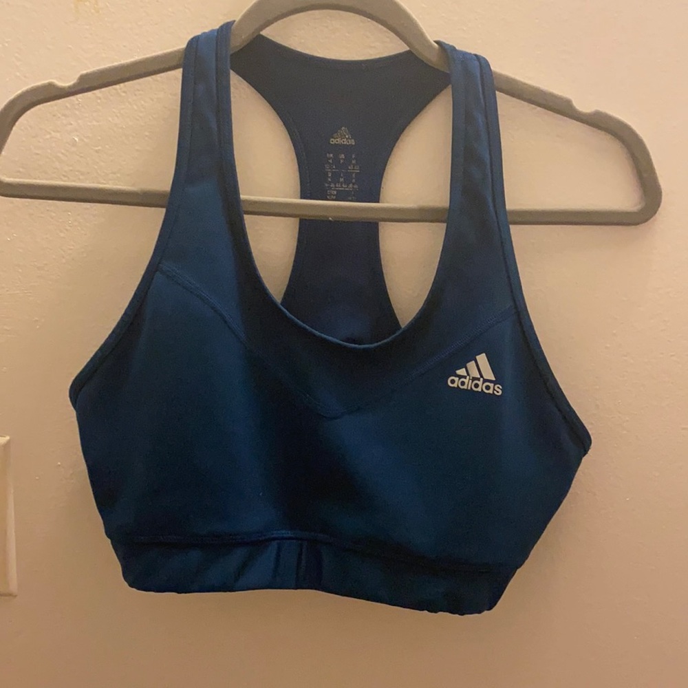 Adidas Blue Racerback Blue Sports Bra Size M